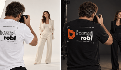 Bernd Robl Markenauftritt – Modelshooting Rückenlogo